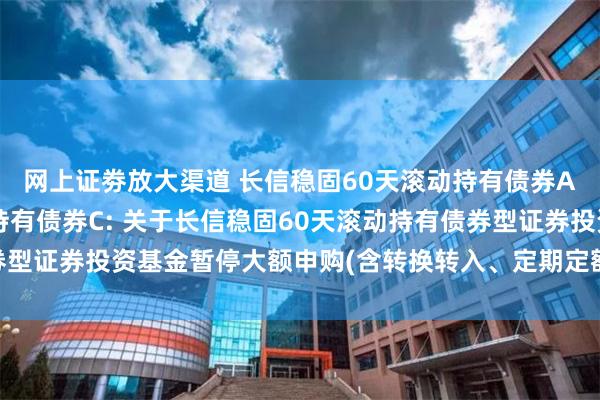 网上证劵放大渠道 长信稳固60天滚动持有债券A,长信稳固60天滚动持有债券C: 关于长信稳固60天滚动持有债券型证券投资基金暂停大额申购(含转换转入、定期定额投资)业务的公告